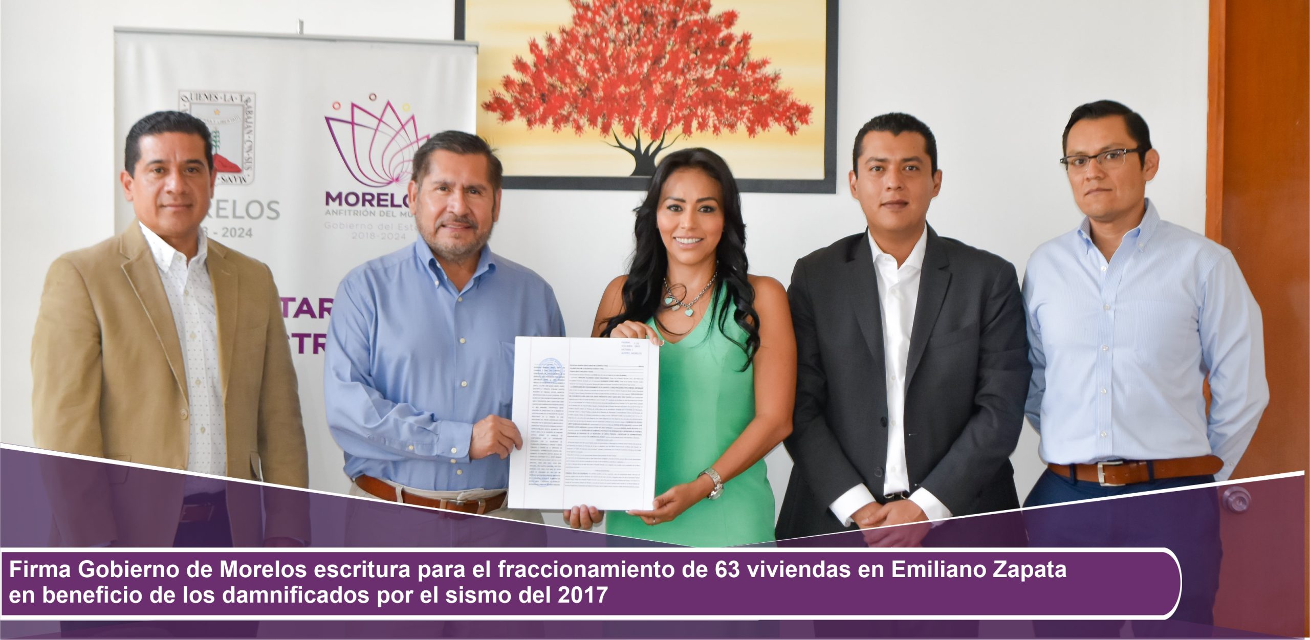 Firma Gobierno de Morelos escritura para el fraccionamiento de 63 viviendas en Emiliano Zapata en beneficio de los damnificados por el sismo del 2017
