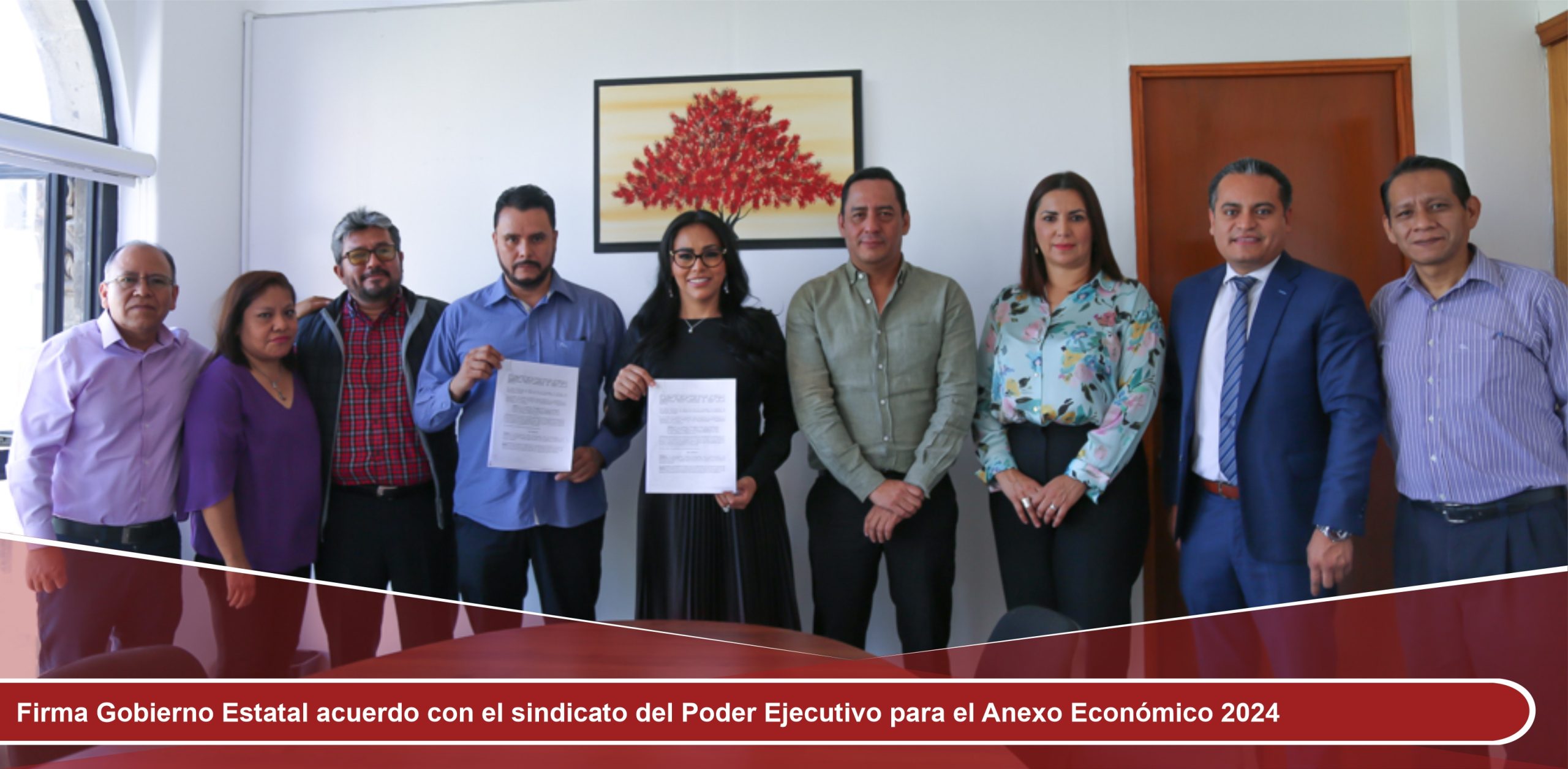 Firma Gobierno Estatal acuerdo con el sindicato del Poder Ejecutivo para el Anexo Económico 2024